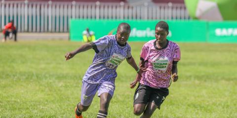Plateau Queens Vs Masosa Queens during the semifinals of Safaricom Chapa Dimba Nyanza regional games at Jomo Kenyatta International Stadium, Mamboleo in Kisumu