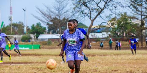 Plateau Queens take on Nyamira Starlets-Bondo during the Safaricom Chapa Dimba Nyanza Inter-County Playoffs at Kisumu Boys High School in Kisumu County.