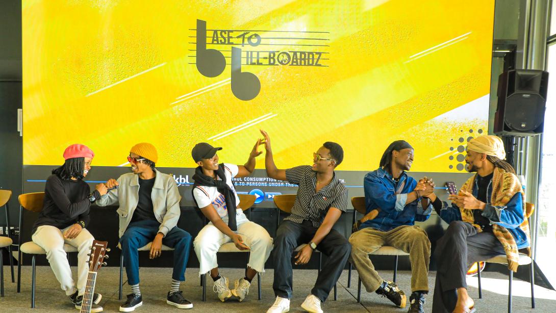 (Artists From L R) Zawadi Mukami, Manasseh Shalom, Muringi Matheri, Peter Njuguna, Ras Amor, and Chris Barr.