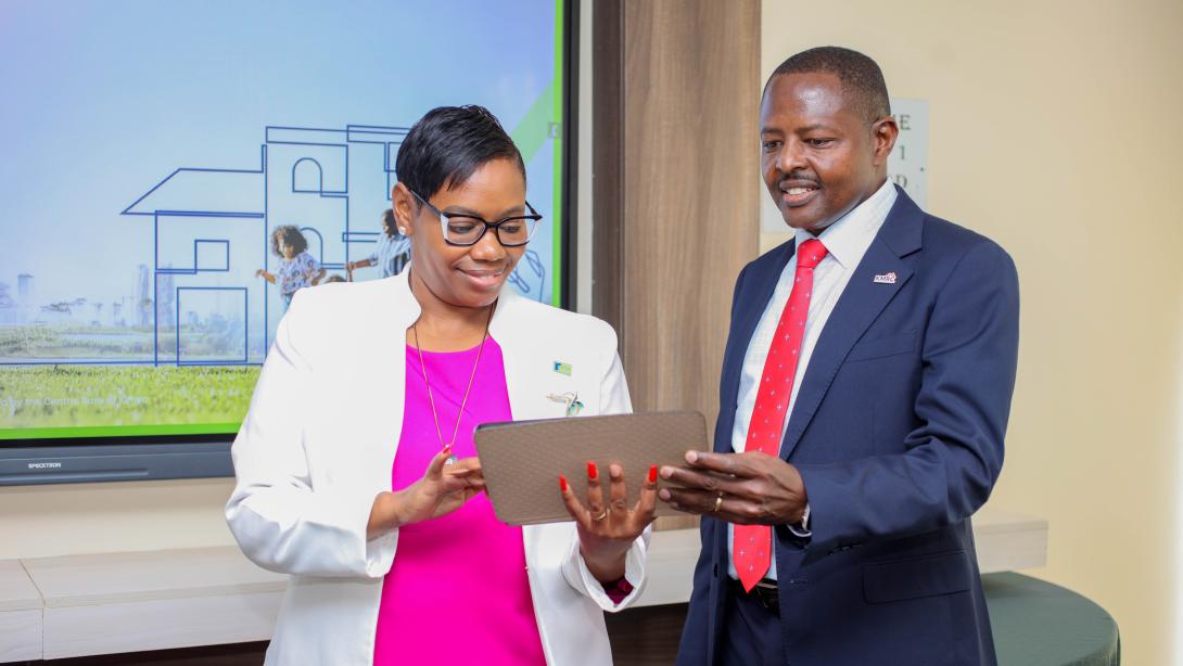 IMAGE 1& 2 - KCB Bank Kenya Director, Mortgage, Caroline Wanjeri (left) and Kenya Mortgage Refinance Company CEO Johnstone Oltetia during the KMGT Product Media Launch at the KCB Leadership Centre. The new product is a transformative mortgage solution designed to unlock home ownership for Kenya’s informal sector.