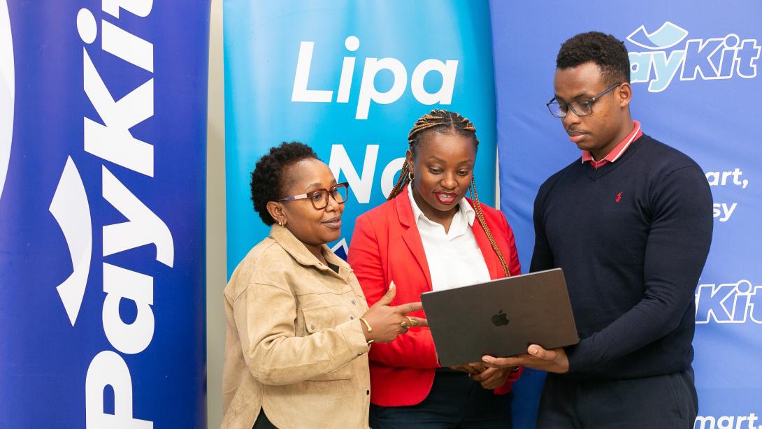 PayKit Kenya Marketing Manager Fridah Mutua, CEO Ms. Beatrice Okeyo and Michael Ooga from the company’s tech team during the launch of PayKit in Kenya. The Payments Services Provider’s products support individuals and MSMEs in managing complex, high-volume transactions more efficiently by serving as a scalable payments infrastructure. PayKit aims to process 50–60 million transactions, onboard 15,000 merchants and achieve 500,000 mobile app downloads by year-end as it plans to expand across local and regiona