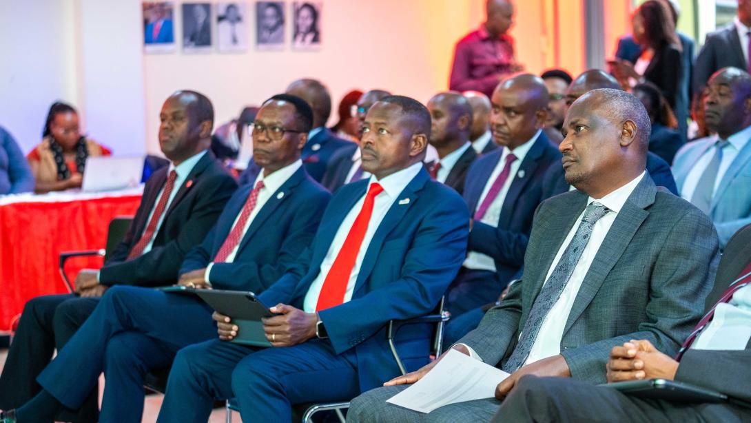 L-R; Daniel Warutere - Director, Market Regulations, Capital Markets Authority (CMA), Johnstone Oltetia - CEO & ManagingDirector, KMRC, Hon FCPA John Mbadi Ng'ongo, EGH, Cabinet Secretary- National Treasury & Economic Planning, Dr. Haron Sirima, OGW, EBS , Chairman- KMRC Board and John Gachora, Group MD, NCBA