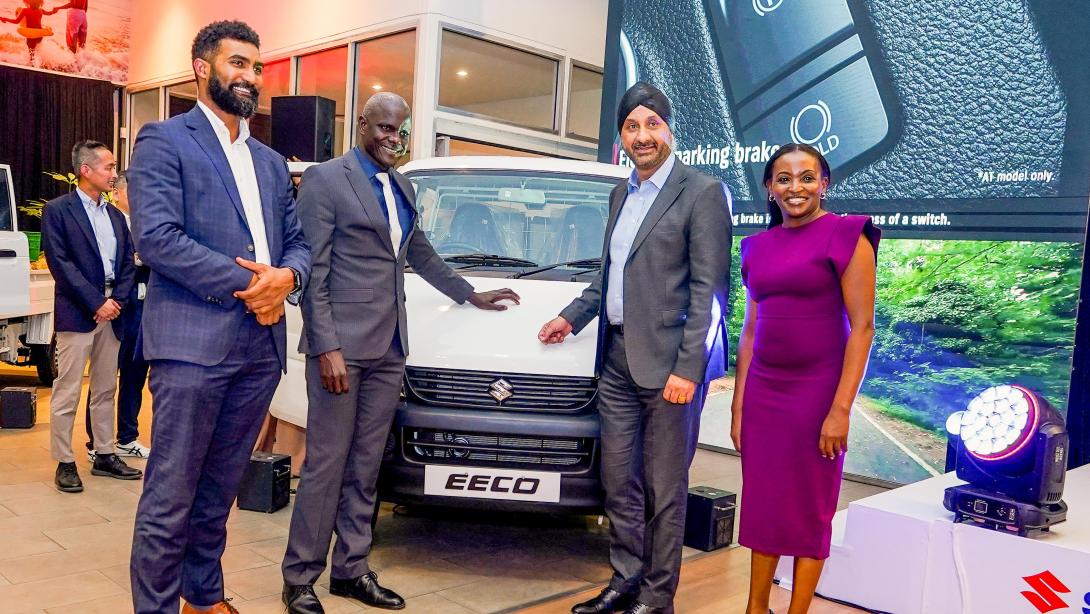 CFAO Mobility Kenya General Manager, Suzuki, Mercedes & VW - Idrissa Diagne, National Transport and Safety Authority, Director General - Nashon Kondiwa, CFAO Mobility Kenya Managing Director - Arvinder Reel and Suzuki Brand Manager, Juliana Wakwoo during the unveiling of the new Suzuki Models Super Carry, Eeco and Across which are designed to provide Kenyans with affordable, fuel-efficient, and accessible mobility solutions.