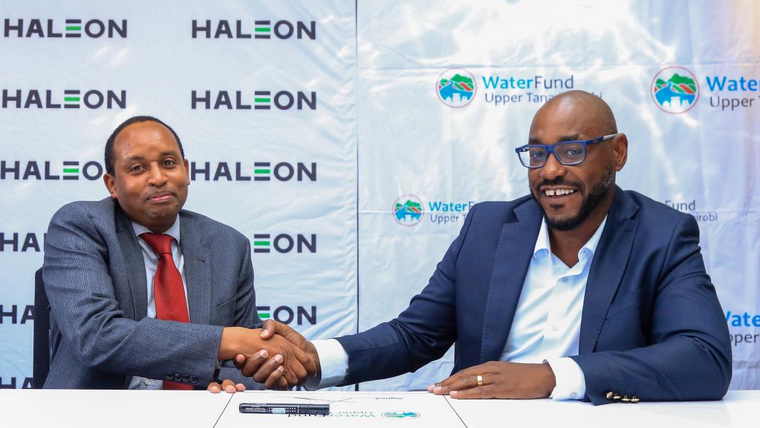 Image 1: L-R: Patrick Nyaga, CEO, Upper Tana-Nairobi Water Fund Trust (UTNWF) and Paul Arunga, Site Director, Haleon Kenya