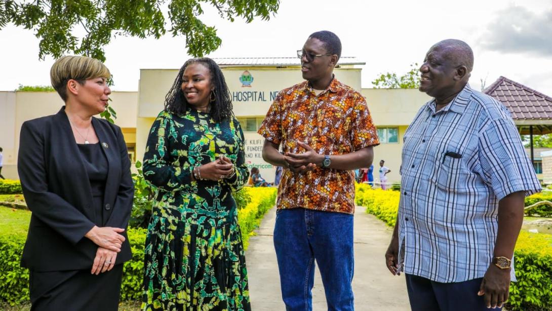 Patricia Ithau, Trustee, M-PESA Foundation, Peter Mwarogo, Kilifi County Executive Committee Member for Health and Sanitation Services and Dr. Shannon Shibata Germanos, Head of Global Health at Proximie during the launch of a Digital Operating Room at Kilifi County Referral Hospital.