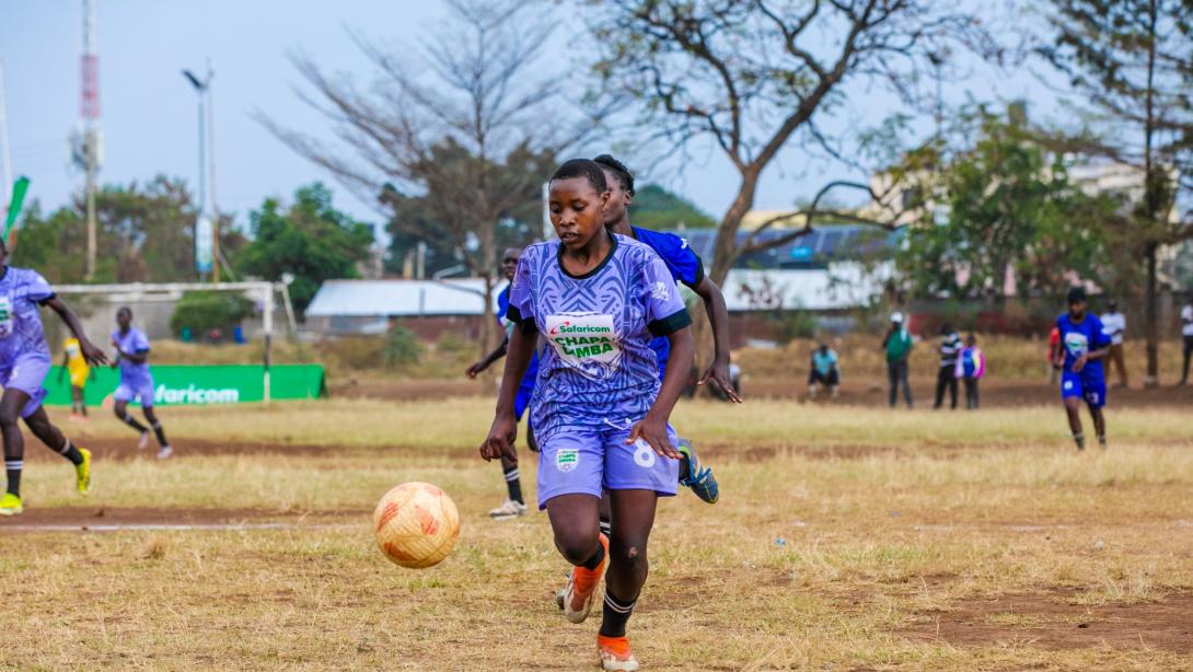 Plateau Queens take on Nyamira Starlets-Bondo during the Safaricom Chapa Dimba Nyanza Inter-County Playoffs at Kisumu Boys High School in Kisumu County.