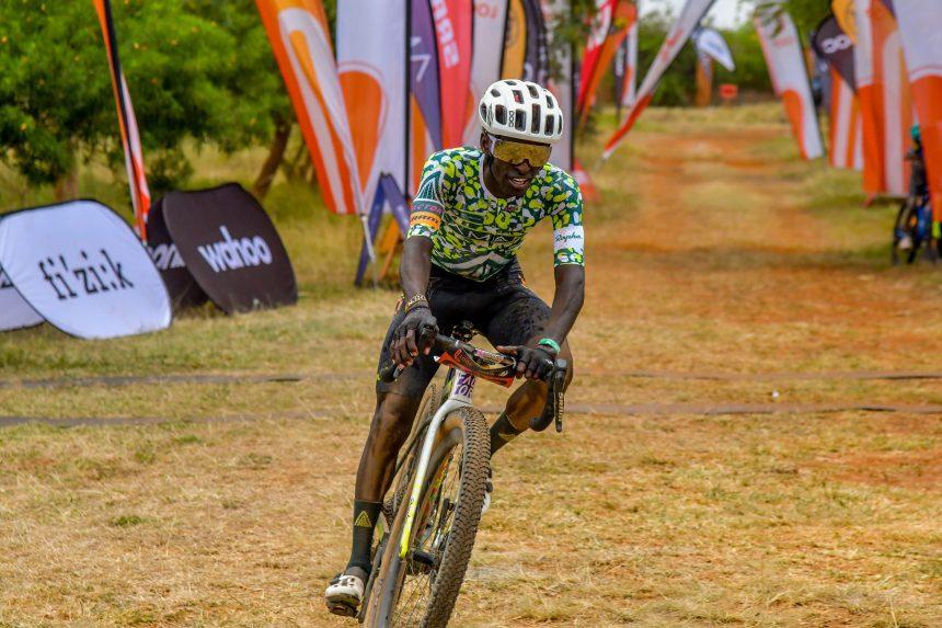 Jordan Schelck croses the finish line as he claim the top position of the 120km race of the LOOP Safari Gravel Series in Machakos 2 1 860x573