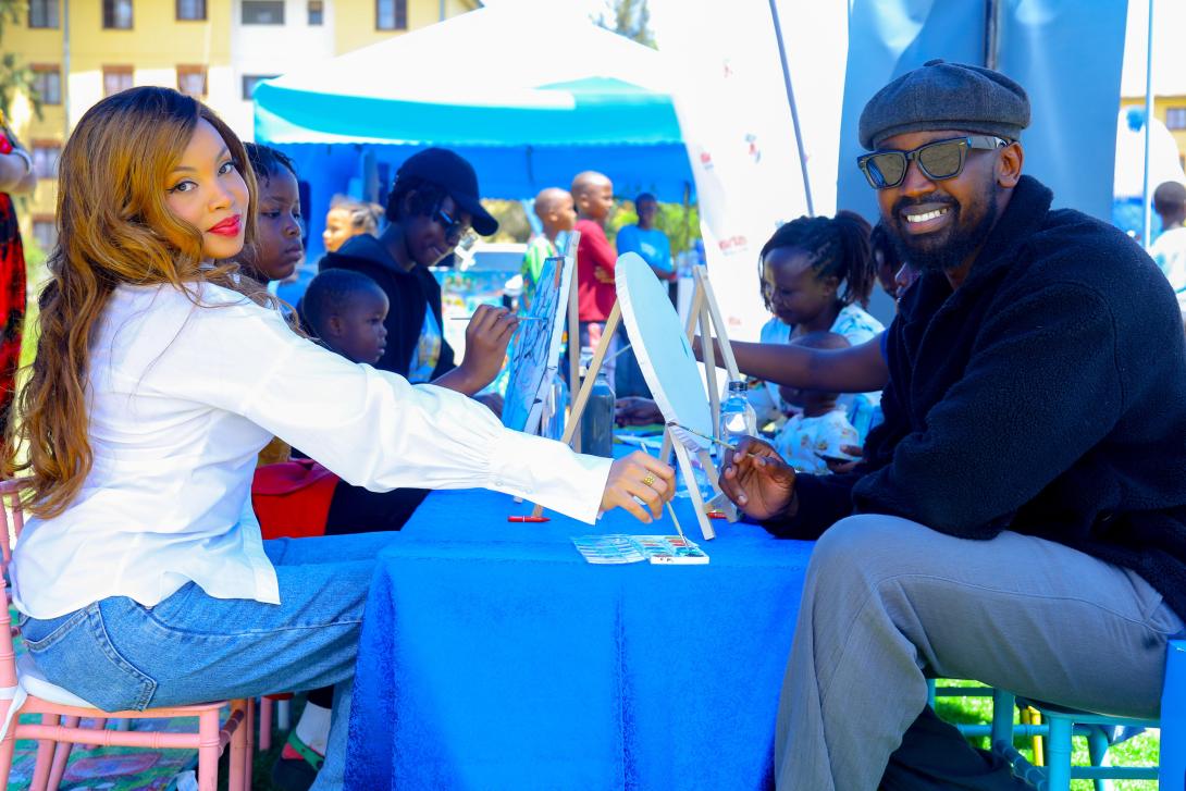 PIC 4   Brenda Wairimu, OGW, who plays Bri on Lulu, and renowned poet Mufasa Kibet, who plays Tete Tindo on Lulu airing on Maisha Magic