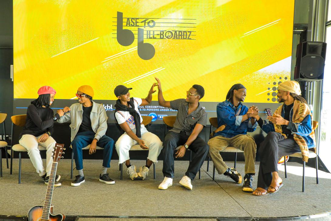 (Artists From L R) Zawadi Mukami, Manasseh Shalom, Muringi Matheri, Peter Njuguna, Ras Amor, and Chris Barr.