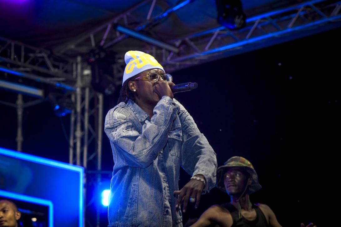 Artist Fathermore performing at the White Cap-sponsored Morendat Fan Village during the WRC Safari Rally 2026