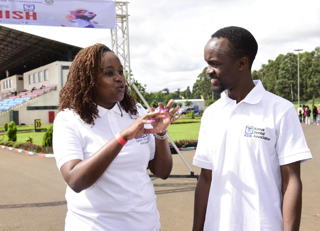 Mars Wrigley Corporate Affairs Manager, Sub-Saharan Africa, Victoria Macharia, and Kenya Dental Association President, Dr. Kahura Mundia, in discussion during the World Oral Health Day 2026 activities in Nairobi, part of Mars Wrigley Kenya’s support for community-based oral health initiatives.
