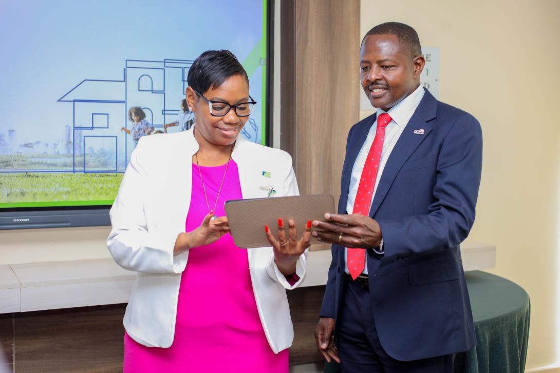 IMAGE 1& 2 - KCB Bank Kenya Director, Mortgage, Caroline Wanjeri (left) and Kenya Mortgage Refinance Company CEO Johnstone Oltetia during the KMGT Product Media Launch at the KCB Leadership Centre. The new product is a transformative mortgage solution designed to unlock home ownership for Kenya’s informal sector.