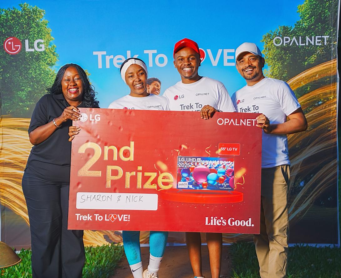 Participants of the #TrekToLove campaign gather for a group photo at Karura Forest, capturing a moment of connection and camaraderie after completing the obstacle course challenge. The finale brought together duos for a day of shared experiences, teamwork and lighthearted competition.