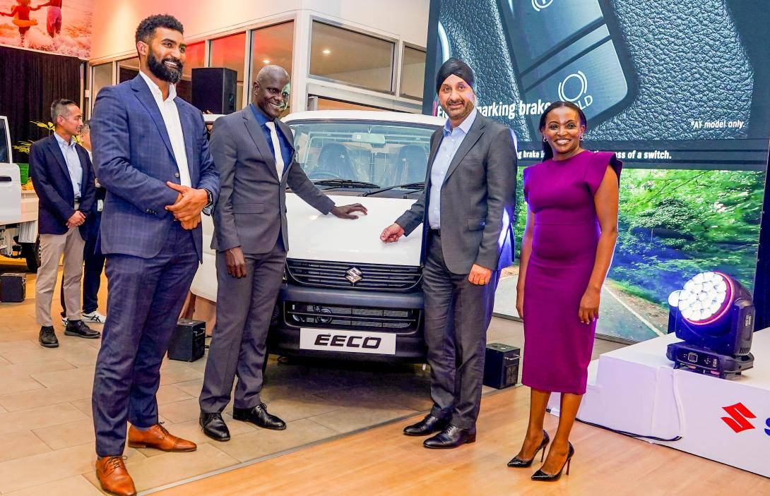 CFAO Mobility Kenya General Manager, Suzuki, Mercedes & VW - Idrissa Diagne, National Transport and Safety Authority, Director General - Nashon Kondiwa, CFAO Mobility Kenya Managing Director - Arvinder Reel and Suzuki Brand Manager, Juliana Wakwoo during the unveiling of the new Suzuki Models Super Carry, Eeco and Across which are designed to provide Kenyans with affordable, fuel-efficient, and accessible mobility solutions.