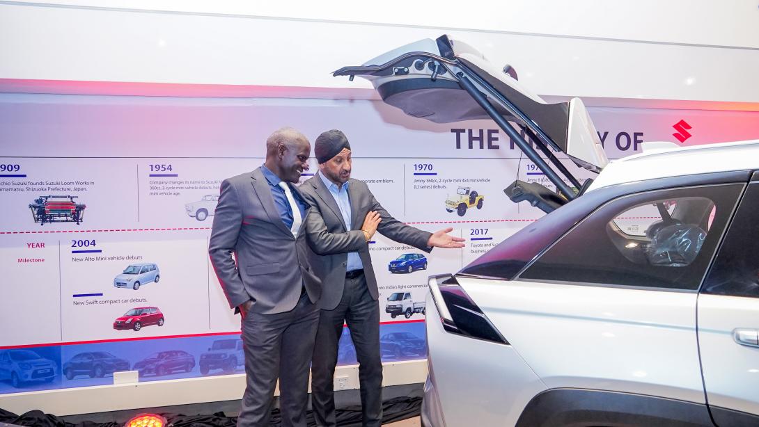 CFAO Mobility Kenya General Manager, Suzuki, Mercedes & VW - Idrissa Diagne, National Transport and Safety Authority, Director General - Nashon Kondiwa, CFAO Mobility Kenya Managing Director - Arvinder Reel and Suzuki Brand Manager, Juliana Wakwoo during the unveiling of the new Suzuki Models Super Carry, Eeco and Across which are designed to provide Kenyans with affordable, fuel-efficient, and accessible mobility solutions.