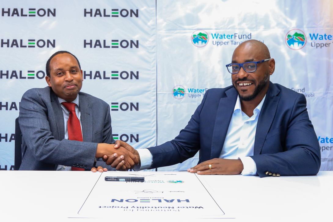 Image 1: L-R: Patrick Nyaga, CEO, Upper Tana-Nairobi Water Fund Trust (UTNWF) and Paul Arunga, Site Director, Haleon Kenya