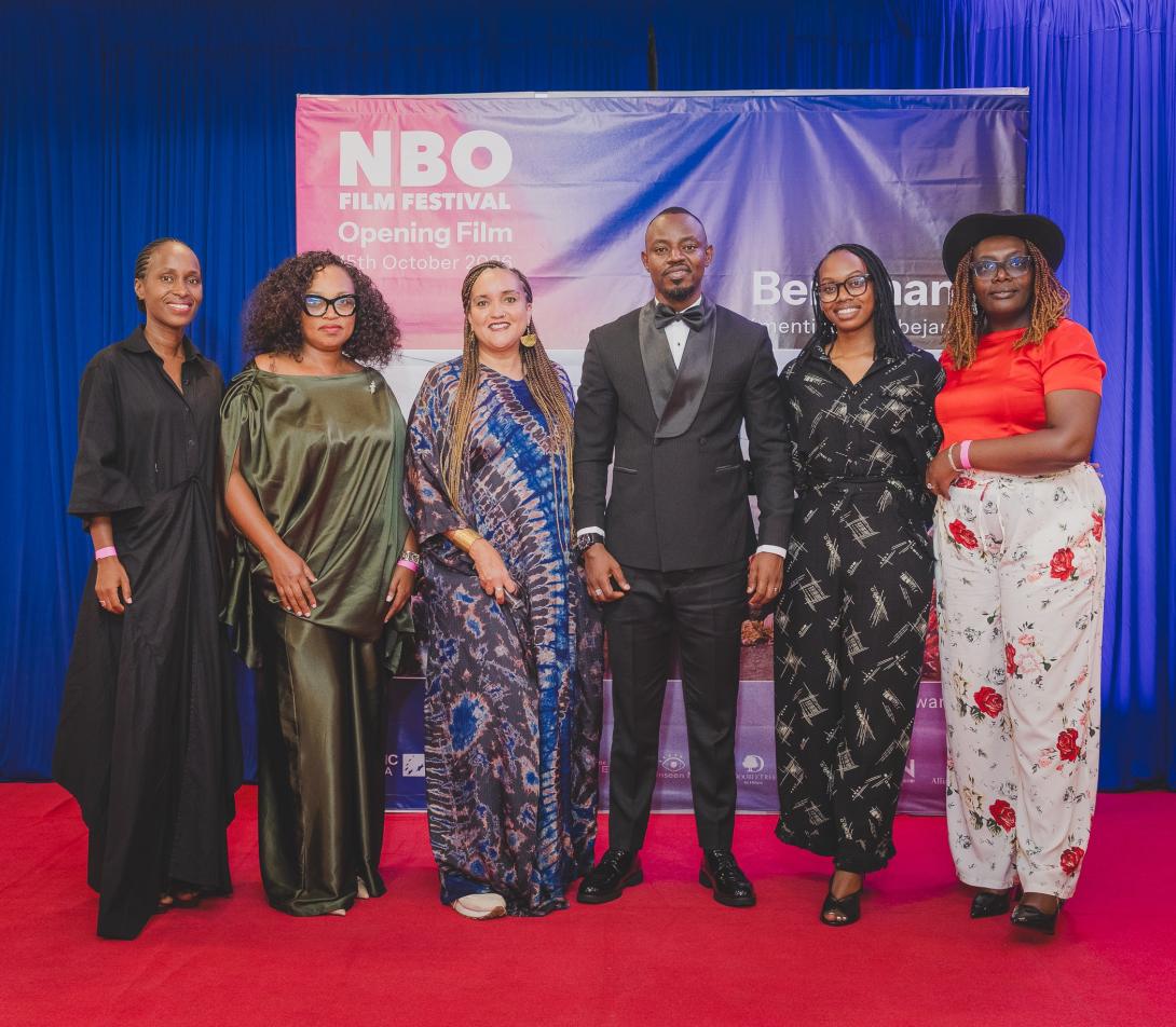 The Ben'Imana cast with Festival Director Sheba Hirst.
