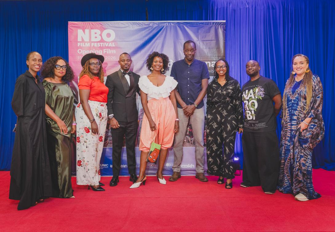 The Ben'Imana cast with Head of Programming Nyasha Kadandara and Mbithi Masya.