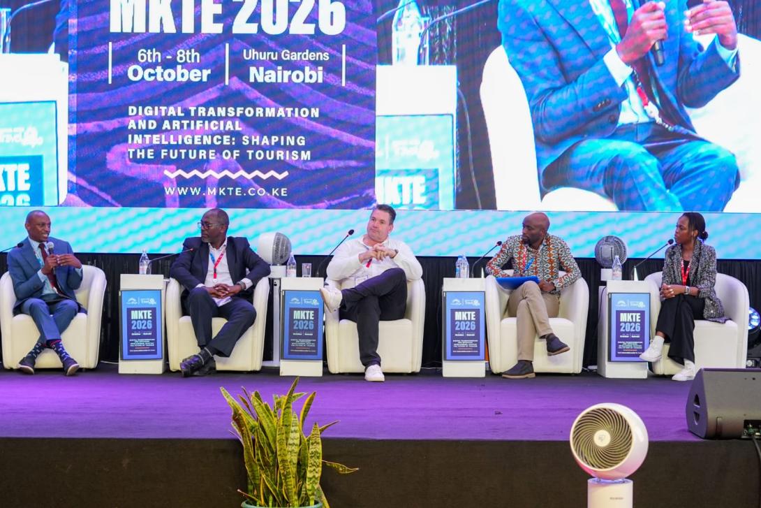 Mr Thairu during a paanel session on Digital transformation and AI in the future of Aviation