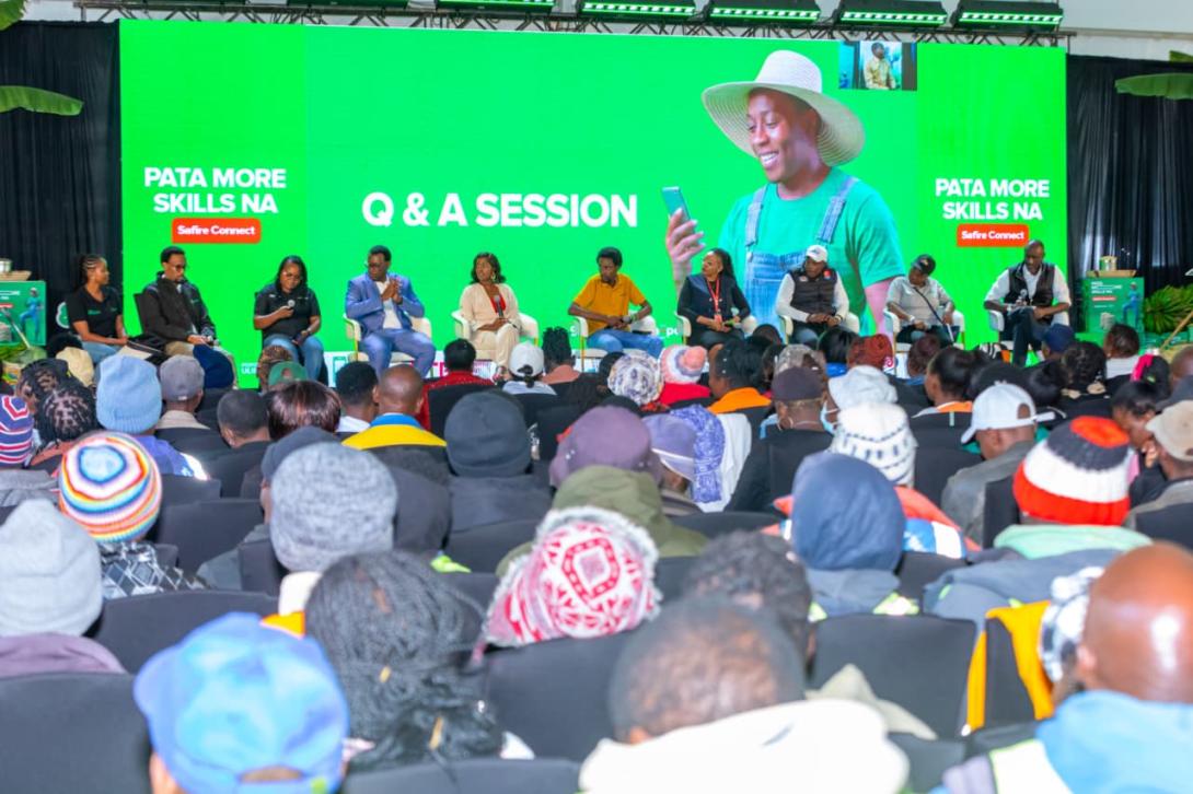 Panellists address attendees during a question-and-answer session at Safaricom’s Safire Connect forum for dairy farmers in Githunguri.
